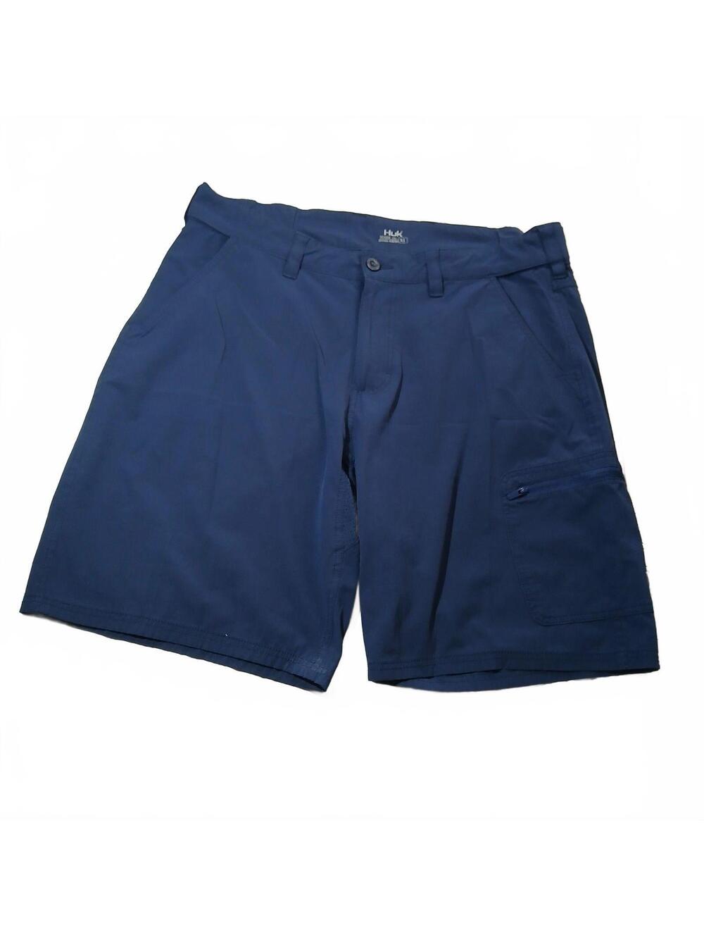 Huk Fishing Shorts Blue XL Performance Outdoor Mens Flat Front Utility